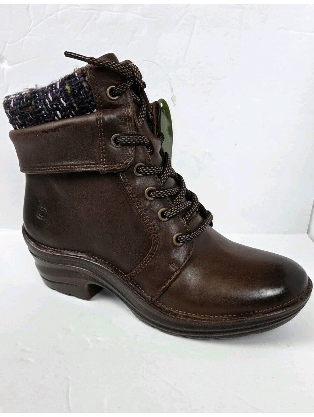 BIONICA Romulus Women's Size 7.5 Hiker Ankle Boot Brown W/Plaid Accent